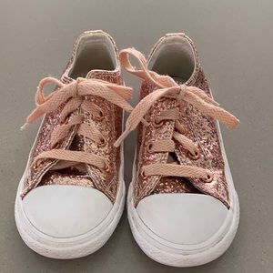 Girls Converse size 8 Sparkly Rose Gold